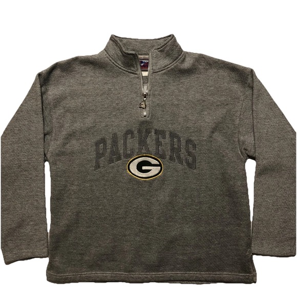 Pro Player Other - Green Bay Packers Quarter Zip Sweatshirt Pro Player NFL Size Large Gray Vintage